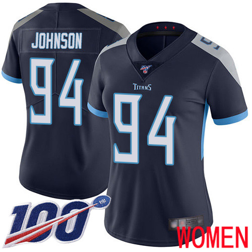 Tennessee Titans Limited Navy Blue Women Austin Johnson Home Jersey NFL Football #94 100th Season Vapor Untouchable->women nfl jersey->Women Jersey